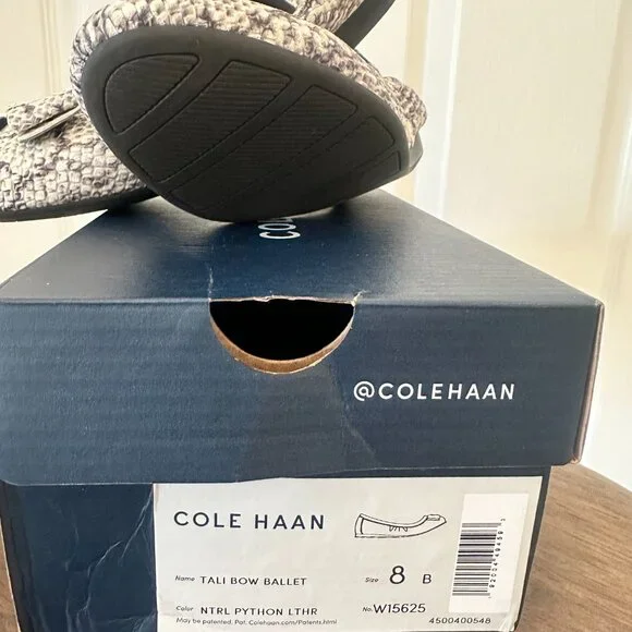 Cole Haan Tali Bow Ballet Flats - NTRL Python LTHR - Size 8 - Picture 2 of 9